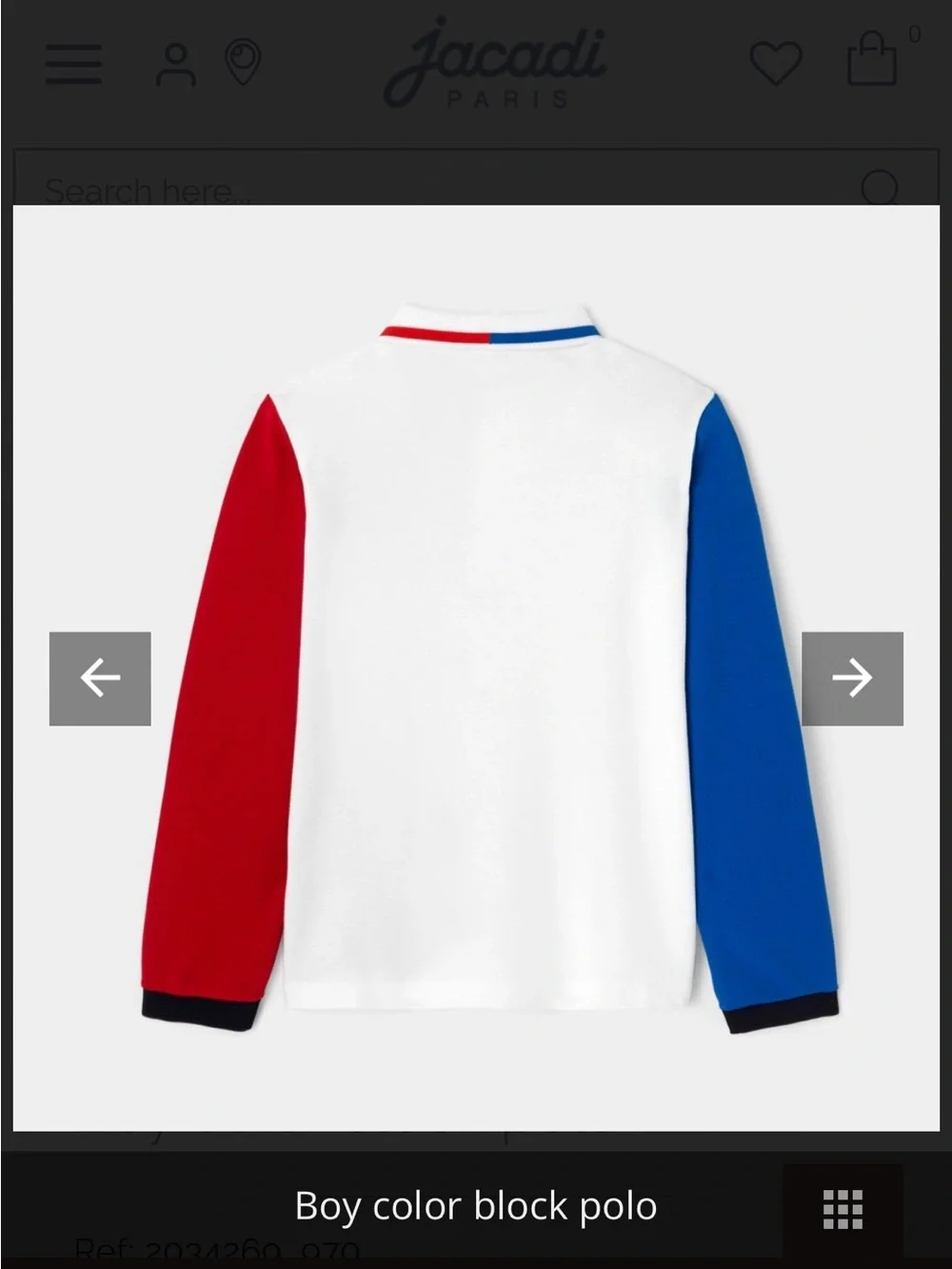 Jacadi Paris Cotton Colotblock Polo Shirt - White, Blue & Red